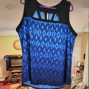 Blue and black blouse